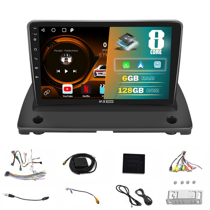 Navigációs rendszer, Volvo XC90 (2004-2014) Android 13 és Carplay, MaxTech®, 9 hüvelykes IPS képernyő, 6 GB Ram 128 GB Rom, Youtube, GPS funkciók, WIFI, rádió, RDS, EQ, DSP, Bluetooth, Waze, Mirrorlink