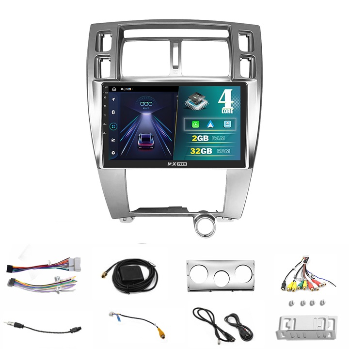 Hyundai Tucson navigáció (2006-2013) Android 13 és CarPlay, MaxTech®, 10" IPS képernyő, 2 GB Ram 32 GB Rom, GPS funkciók, WIFI, RDS, DSP, EQ, Airplay, Mirrorscreen, Bluetooth, Waze