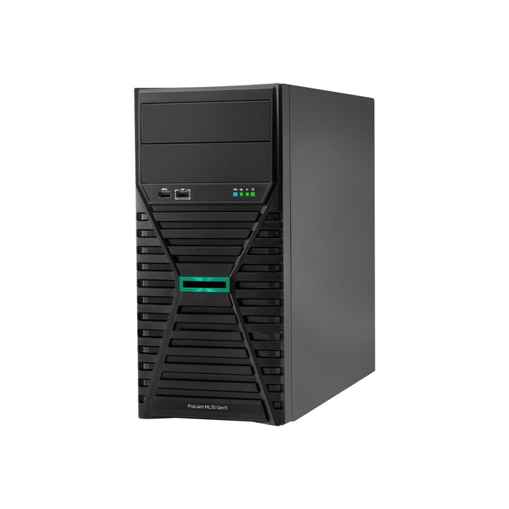 Szerver HPE ProLiant ML30 Gen11, Tower 4U, Intel Xeon E-2434 4 C / 8 T, 3,4 GHz - 5,0 GHz, 12 MB gyorsítótár, 55 W, 32 GB DDR5 ECC, 2 x 960 GB SSD, 800 W, rendszer nélkül
