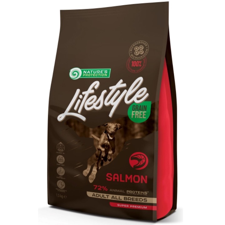 Hrana uscata pentru caini Nature's Protection Lifestyle, Salmon Grain Free, Adult 1.5kg