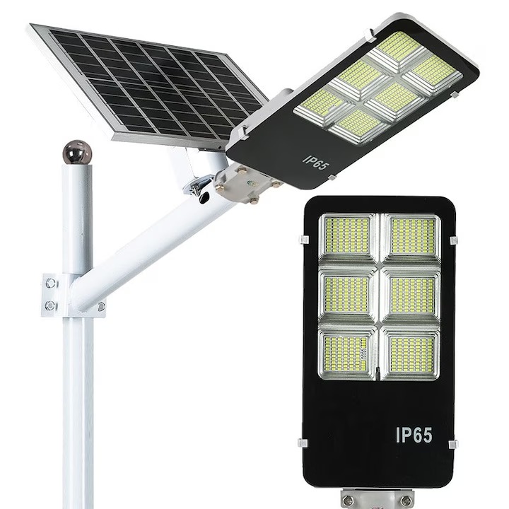 Соларна улична лампа 300W с розов LED соларен панел Максимално външно осветление за големи пространства 25HA батерия