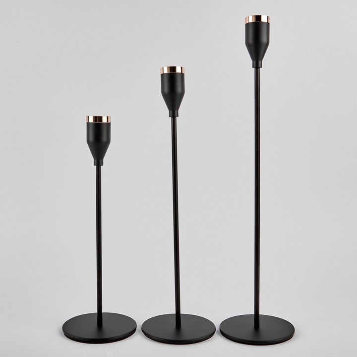 Set 3 sfesnice „Black and gold” 32/27/22 negru