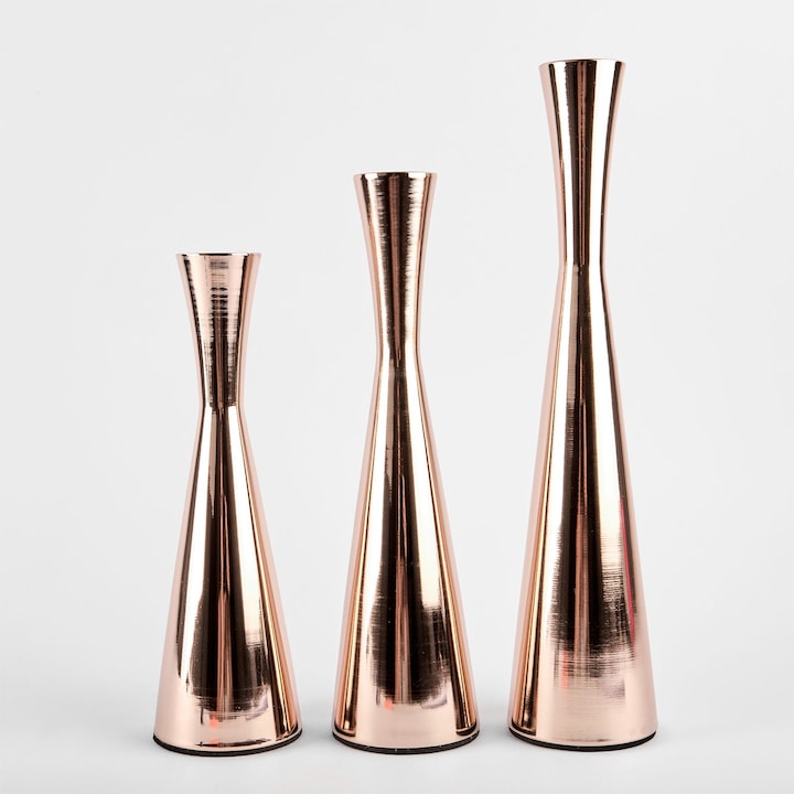 Комплект от 3 броя свещници "Амфора" 26/22/19 злато