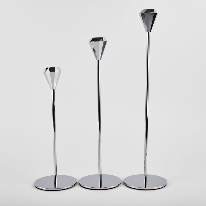 Комплект от 3 броя свещници "Рубин" 31/26/21 сребро