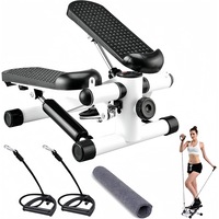 Stepper cu corzi, Wacorresi, stepper Reglabil, stepper multifunctional cu pedale Antiderapante, Manere Antiderapante, display multifunctional, silentioase, fara instalare, poate fi folosit pentru fitness si exercitii fizice, 40X30X20cm, Alb-Negru