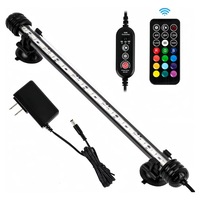 Lampa iluminare acvariu, Wacorresi, lampa LED pentru acvariu, lampa acvariu submersibila 29cm cu telecomanda fara fir, 13 variatii de culoare, luminozitate reglabila, 100% sigur, complet impermeabil, ventuze puternice, 3 optiuni de sincronizare, negru