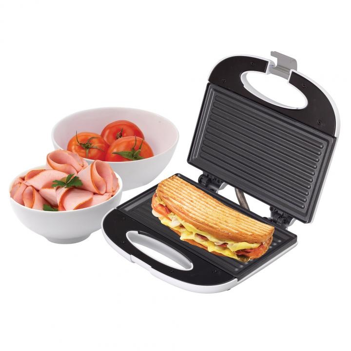 Sandwich-maker Home, 750W, antiaderent, 2 sandwich-uri mici, culoare albă