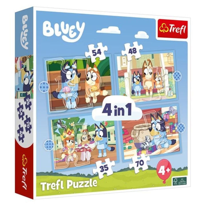 Puzzle 4 in 1 Copii Bluey 4+ Ani