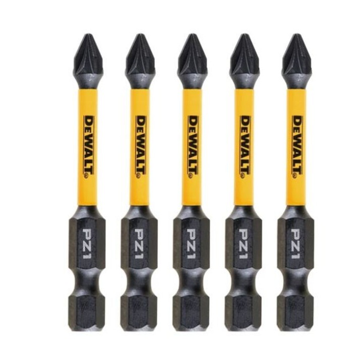 Set 5 biti pentru insurubare de impact, DeWalt Flextorq, profil Pozidriv, PZ1, 57 mm