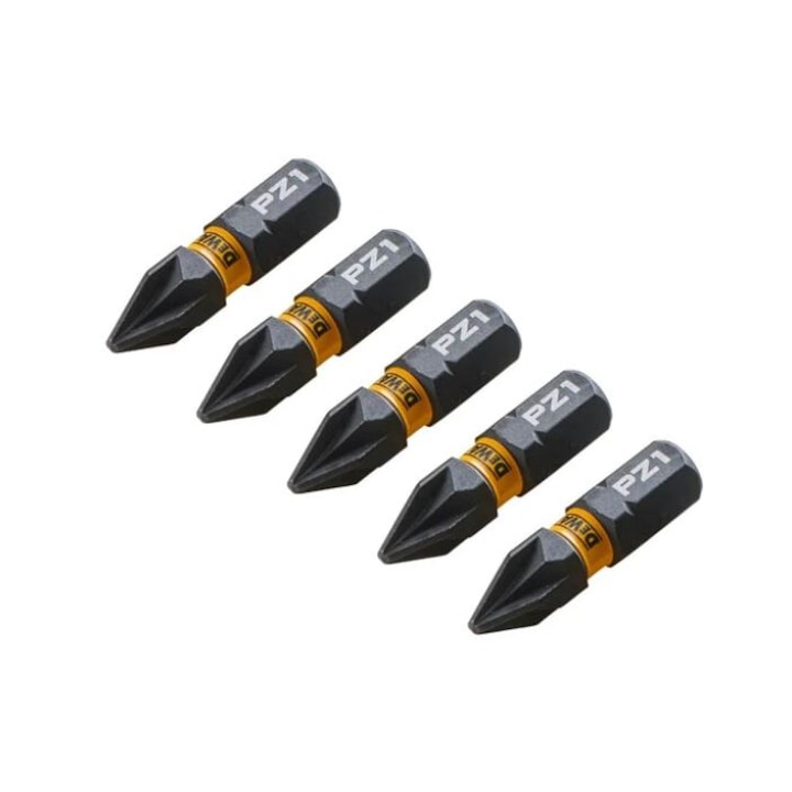 Set 5 biti pentru insurubare de impact, DeWalt Flextorq, profil Pozidriv, PZ1, 25 mm