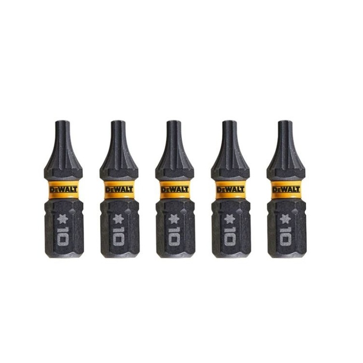 Set 5 biti pentru insurubare de impact, DeWalt Flextorq, profil Torx, T10, 25 mm