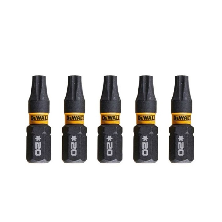 Set 5 biti pentru insurubare de impact, DeWalt Flextorq, profil Torx, T20, 25 mm