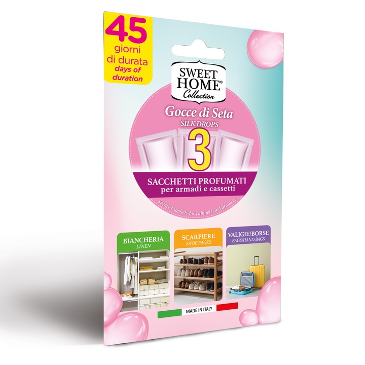 Saculeti parfumati 3buc/set pentru dulap, Gocce di Seta Sweet Home