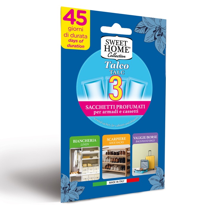 Odorizant dulap haine talc, Sweet Home, 3 buc