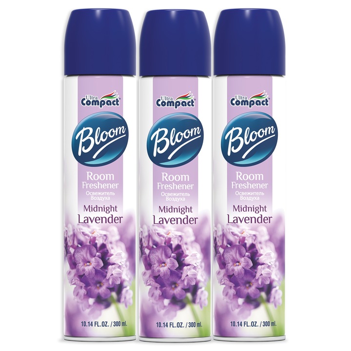 Set 3 x Odorizante de Camera Bloom Spray - MIDNIGHT LAVENDER, Ultra Compact, 3 x 300 ml