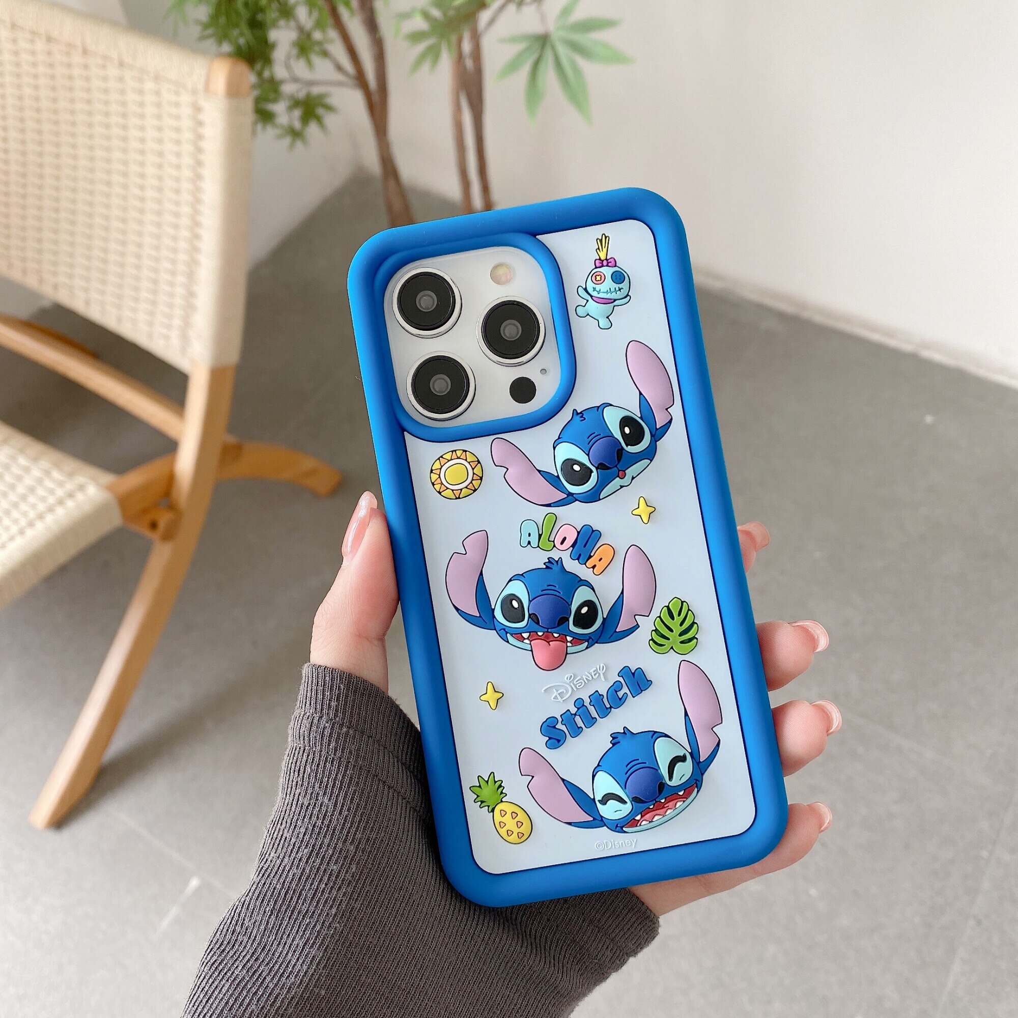 Husa protectie telefon Stitch, Silicon, Pentru iPhone 14 Pro, Multicolor