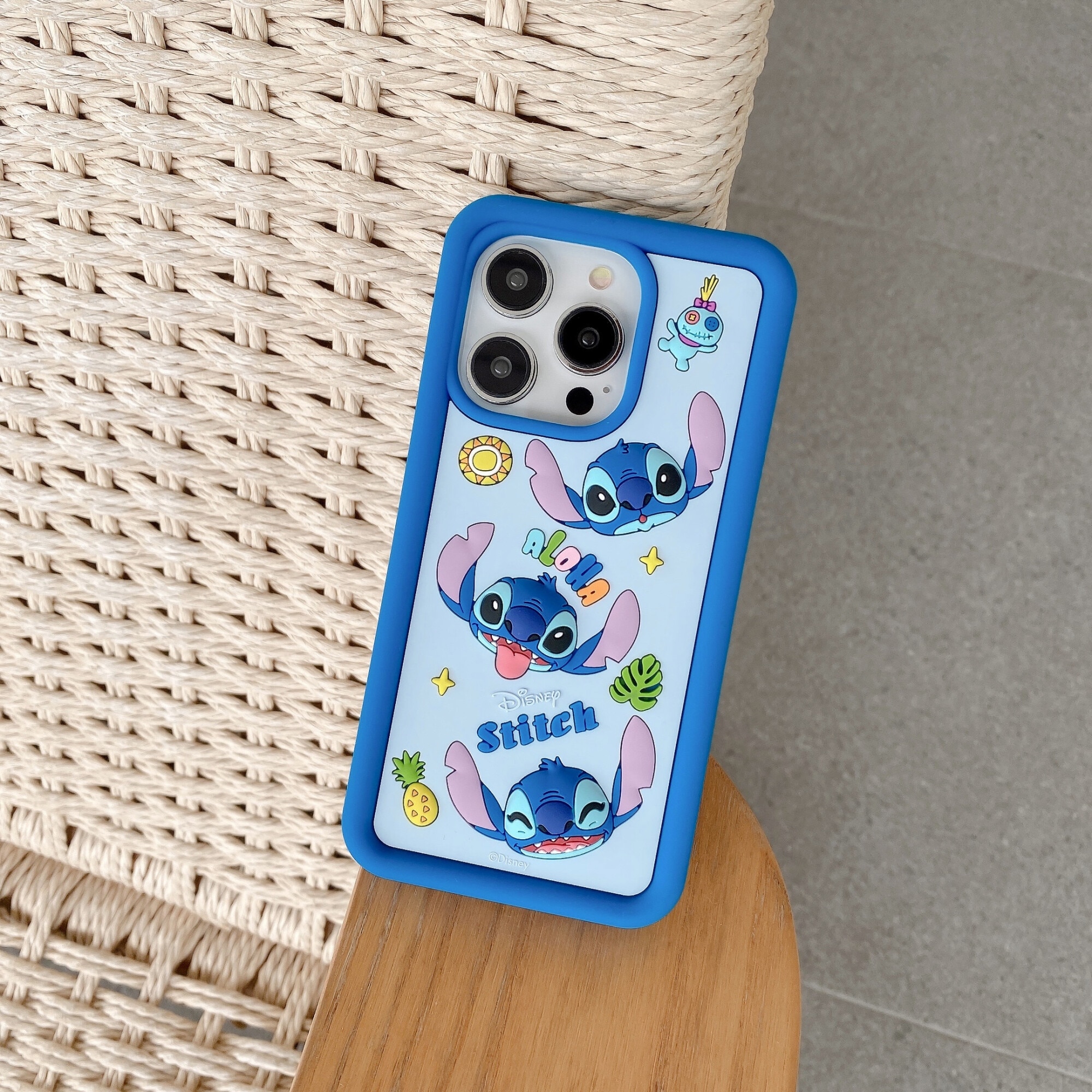 Husa protectie telefon Stitch, Silicon, Pentru iPhone 14 Pro, Multicolor