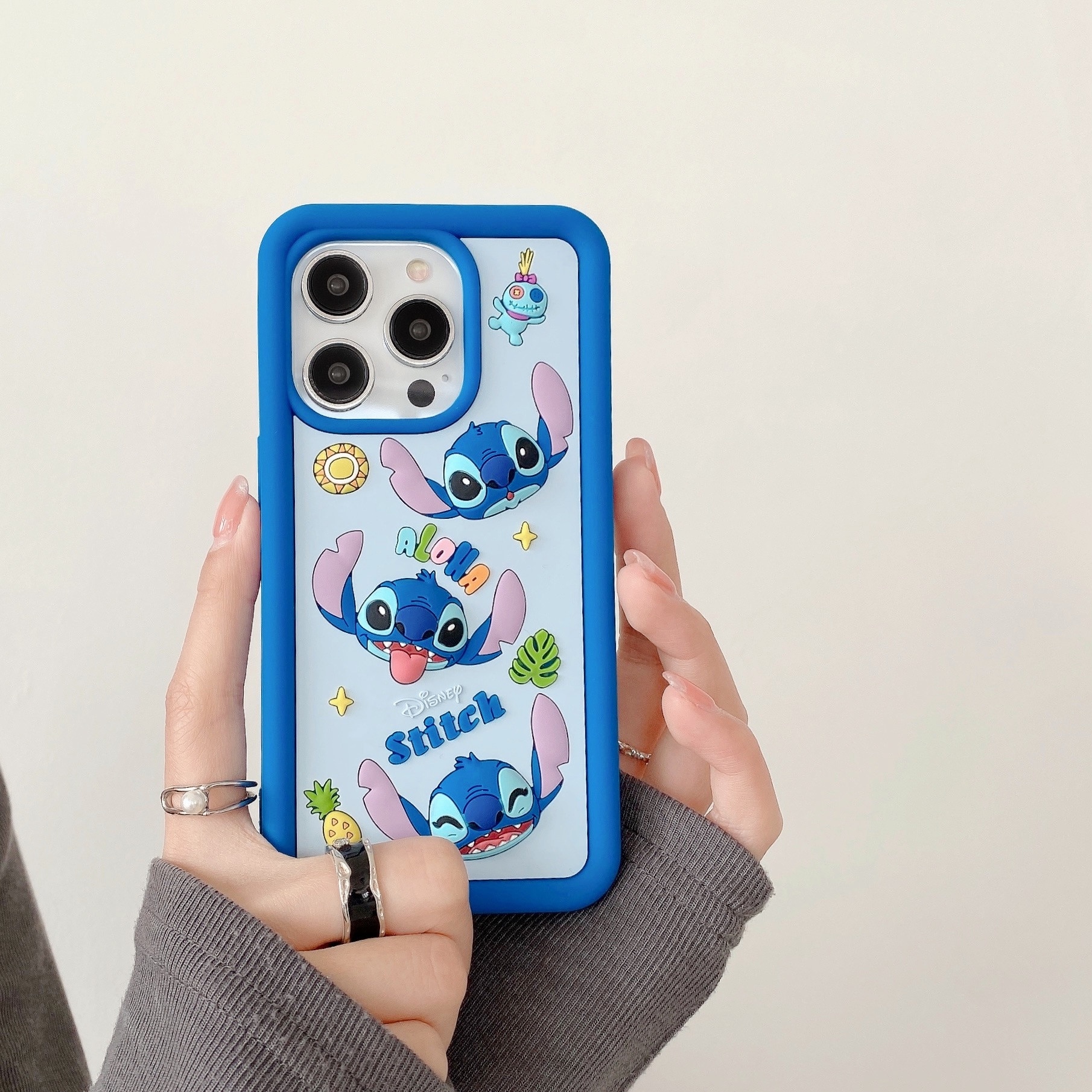 Husa protectie telefon Stitch, Silicon, Pentru iPhone 14 Pro, Multicolor