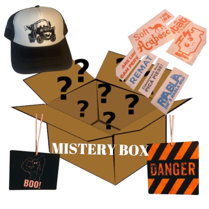 Mystery Box Auto – Surprize pentru Pasionati: Stickere, Brelocuri, Sapca si Cadouri Cool!Surprize pentru Fani Auto