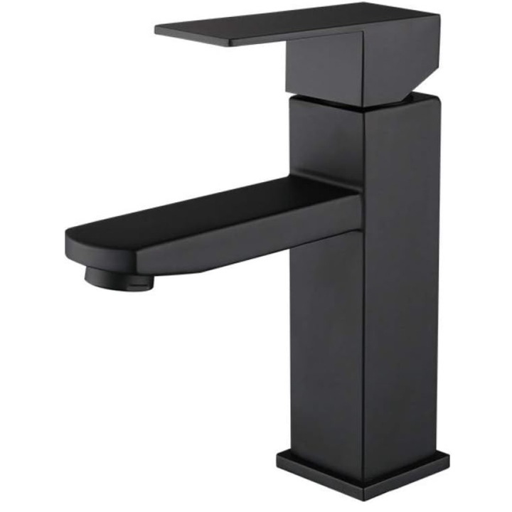 MNS mosogatócsaptelep, matt fekete, rozsdamentes acél, kerámia betét, könnyen beszerelhető