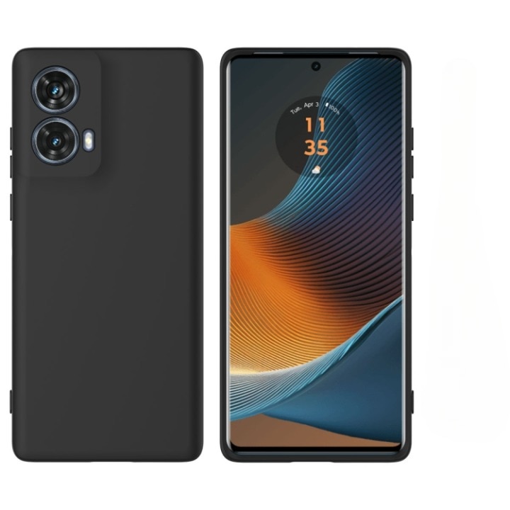 Husa pentru Motorola Moto G85, TPU Mat, Protectie Camere, Negru