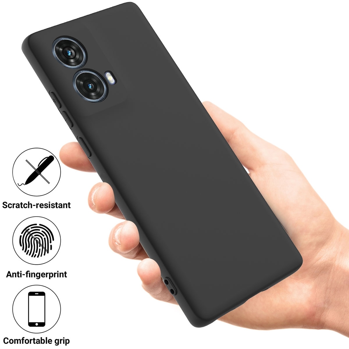 Husa pentru Motorola Moto G85, TPU Mat, Protectie Camere, Negru