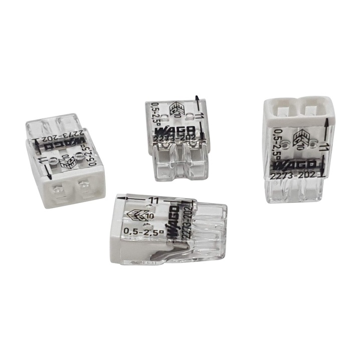 Set 10 buc Cleme conector cu fixare prin impingere conductori unifilari 2x max 2.5mm Wago