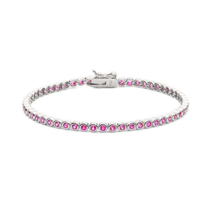 Bratara Tennis Ametist Din ARGINT 925, 19 CM