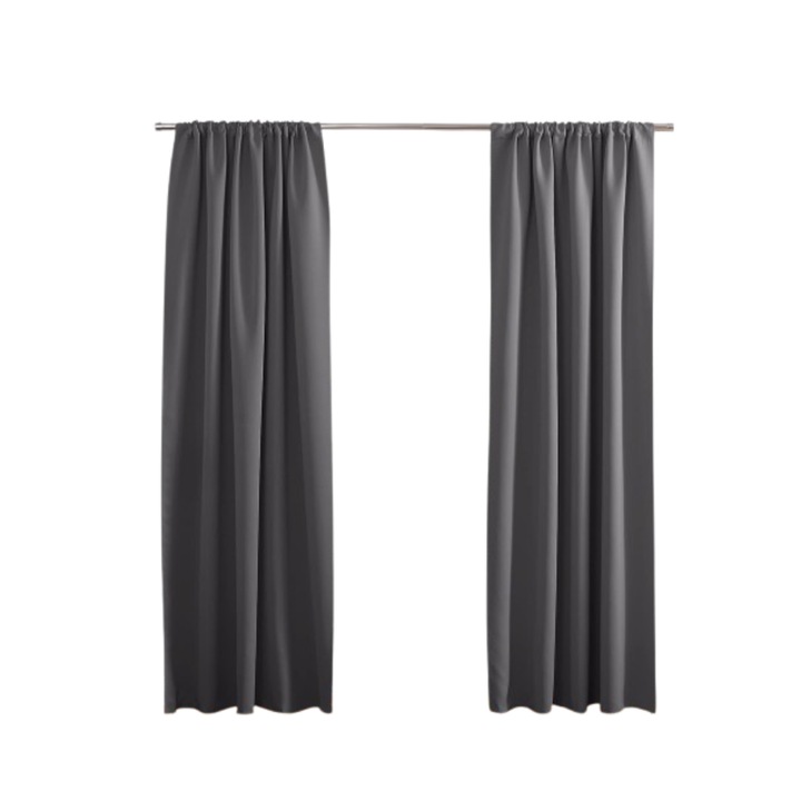 Pony Dance drapéria, átlátszatlan, rejance típusú rögzítés, 280 x 245 cm, sötétszürke