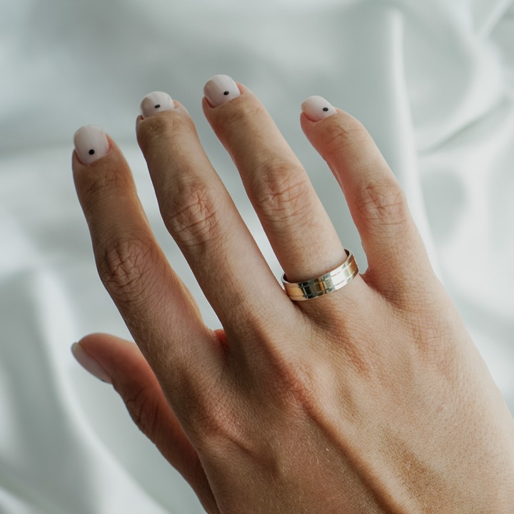 Inel de logodna din aur, KingGold, 2 culori, 11, aur 585, model cu fatete, 14K