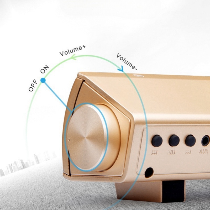 Bara de sunet Bluetooth, telecomanda cu infrarosu, indicator luminos LED, buton rotativ, sunet stereo 360°, negru