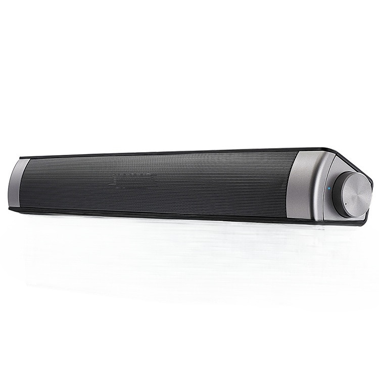 Bara de sunet Bluetooth, telecomanda cu infrarosu, indicator luminos LED, buton rotativ, sunet stereo 360°, negru