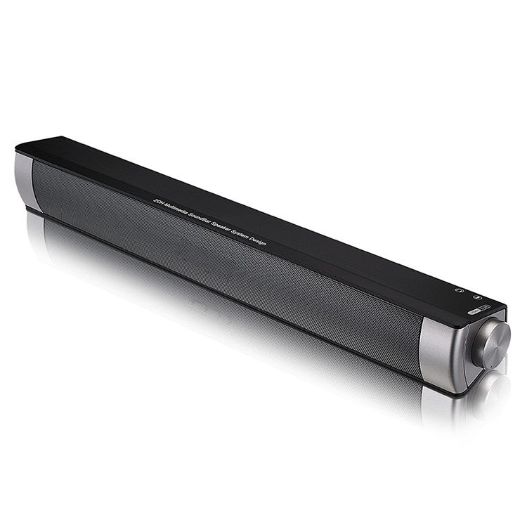 Bara de sunet Bluetooth, telecomanda cu infrarosu, indicator luminos LED, buton rotativ, sunet stereo 360°, negru