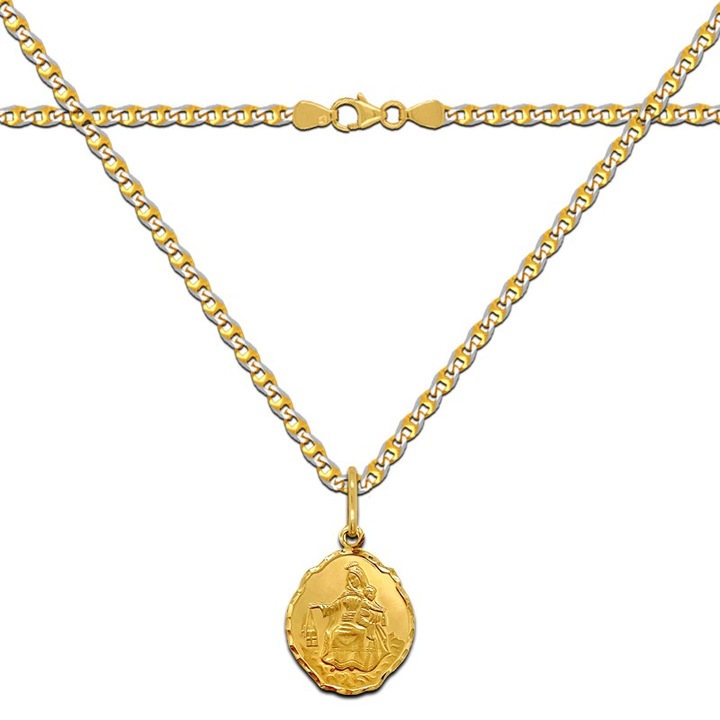 Lantisor de aur cu medalion, KingGold, aur 585, 14K, 45cm