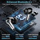 Casti wireless bluetooth, PRAISEFINE®, Reducerea inteligenta a zgomotului ANC & ENC, Bluetooth 5.3, fara fir, in-ear, Impermeabil IPX7, audio Hi-Fi, bass intens, control touch, microfon dual, handsfree, sport, universale, pentru telefon, afisaj LED, negru