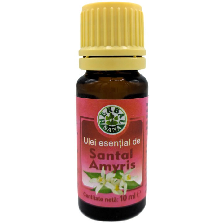 Santal amyris "Amyris balsamifera" illóolaj, 100% tisztaságú, adalékanyagok nélkül, 10 ml, Herbal Sana