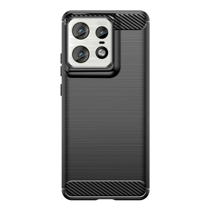 Защитен калъф, съвместим с Motorola Edge 50 Pro, Carbon Silicone, черен