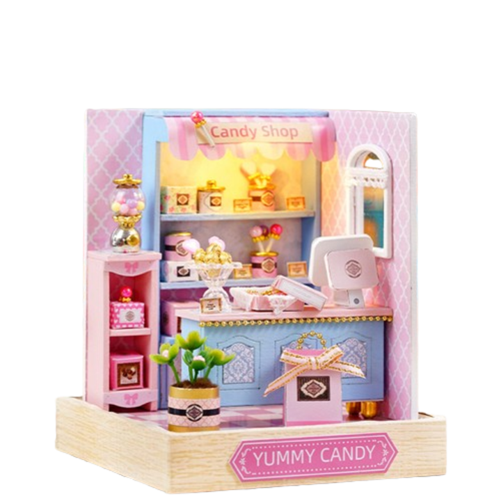 OEM 3D puzzle, édességbolt modell, többszínű, 9x9x11,5cm