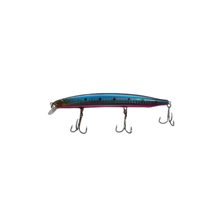 Minnow csali, 16,5 cm, 18 g, 3 horgony, többszínű