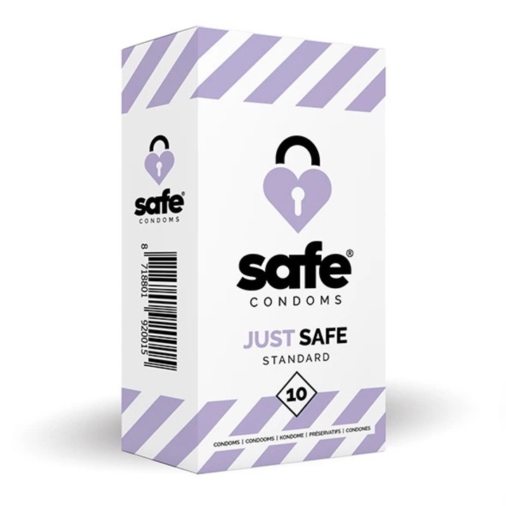 Prezervative Safe, set 10 buc, 5.6x19cm, latex