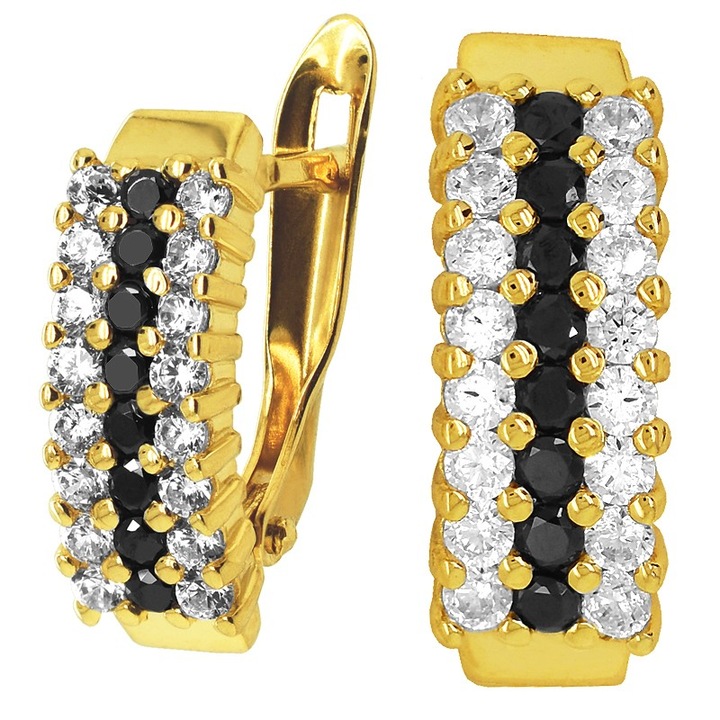 Cercei din aur cu pietre multicolore, KingGold, 14K, ambalaj elegant