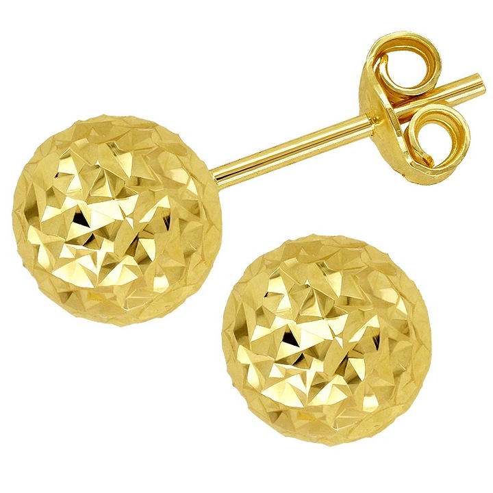 Златни обеци KingGold, Злато 585, 14K, 8 мм, Елегантни