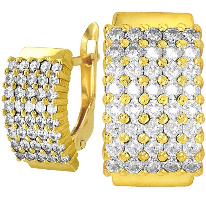 Cercei din aur cu zirconii albe, KingGold, 14K, aur 585, 6x8mm