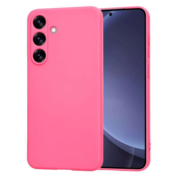 Husa pentru Samsung Galaxy S25 Daden® Silicon SoftFlex, Ultra Slim, Protectie sporita, Interior de microfibra, Roz neon