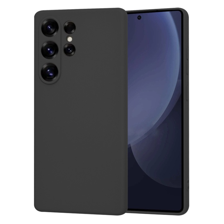 Калъф за Samsung Galaxy S25 Ultra Daden® Silicone SoftFlex, ултра тънък, подобрена защита, вътрешност от микрофибър, Черен
