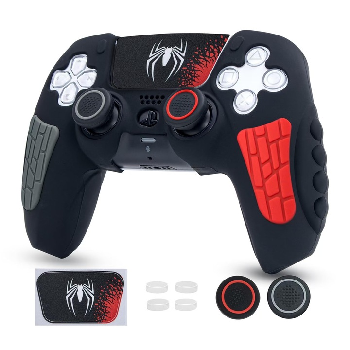 PlayStation 5 kontroller burkolata, Spider-Man, csúszásgátló szilikon, fekete, többféle felhasználásra alkalmas