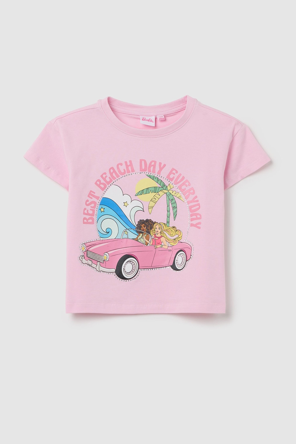 OVS, Tricou cu imprimeu Barbie, Verde, Roz, Albastru, 134 CM