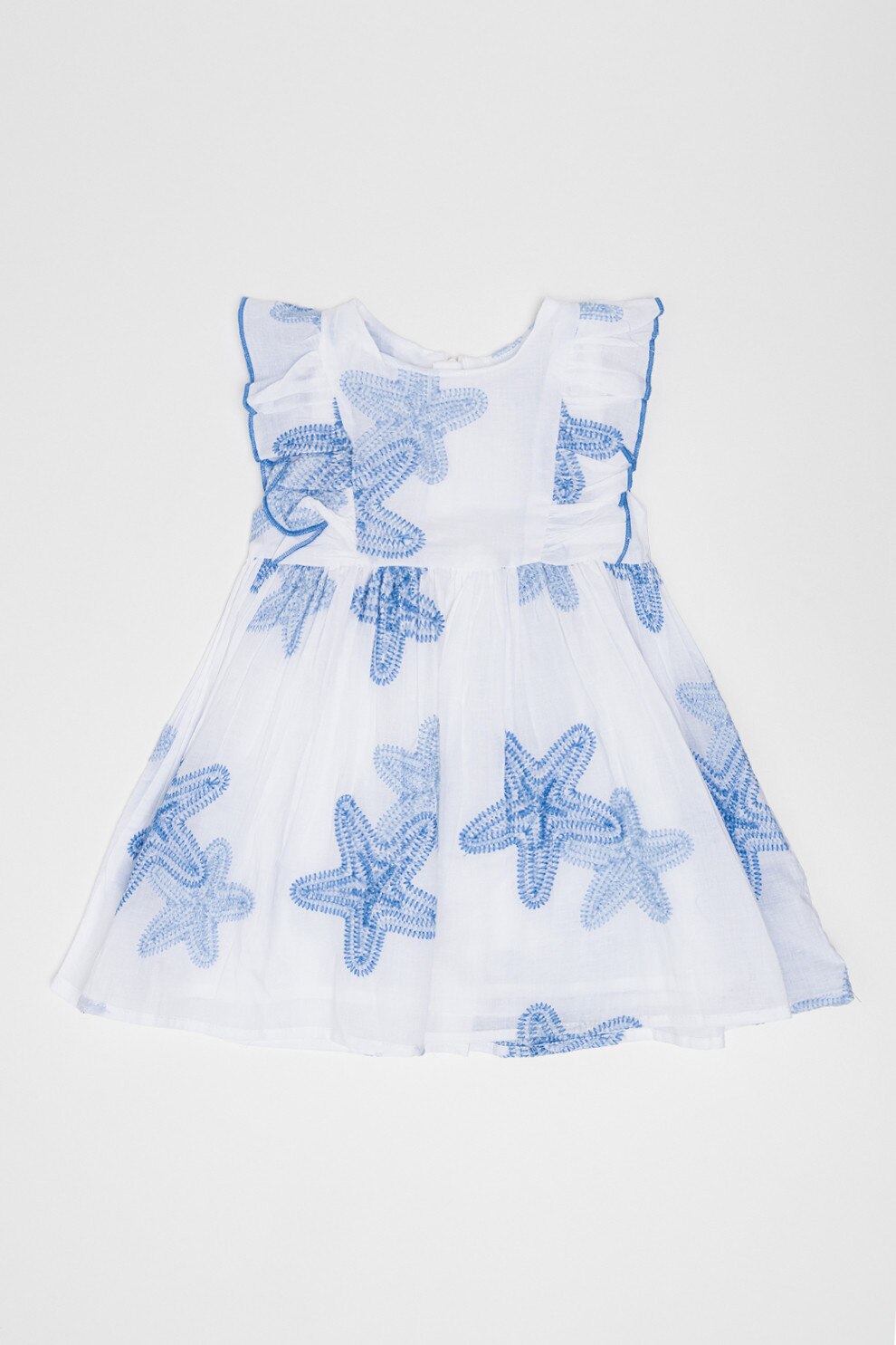 OVS, Rochie mini evazata, Alb, Albastru pastel, 86 CM