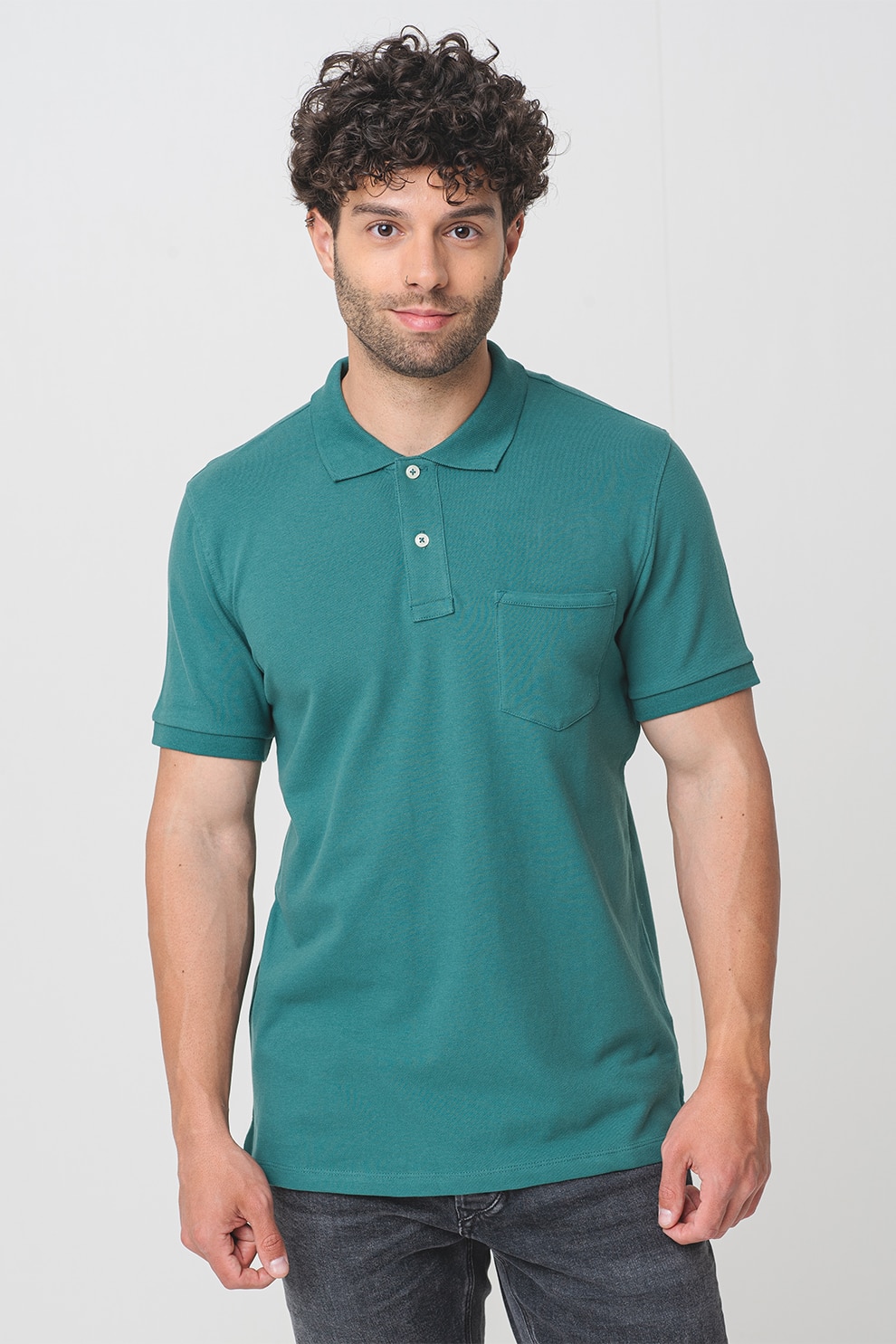 OVS, Tricou polo cu buzunar pe piept, Verde englez, L