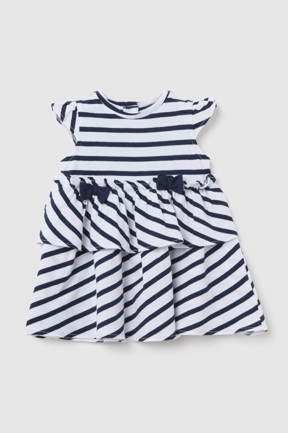 OVS, Rochie stratificata cu dungi, Alb, Bleumarin, 68 CM